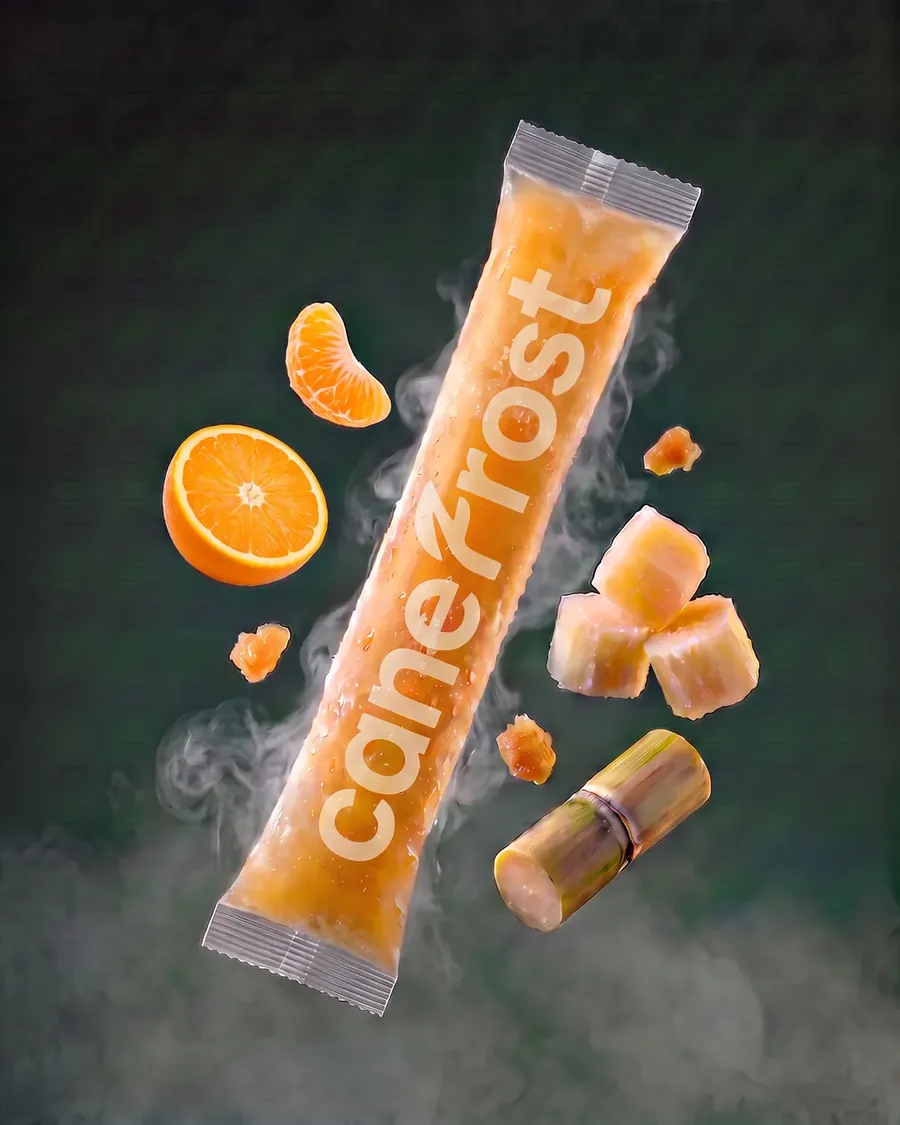 Orange, a Canefrost Cane Pops drink