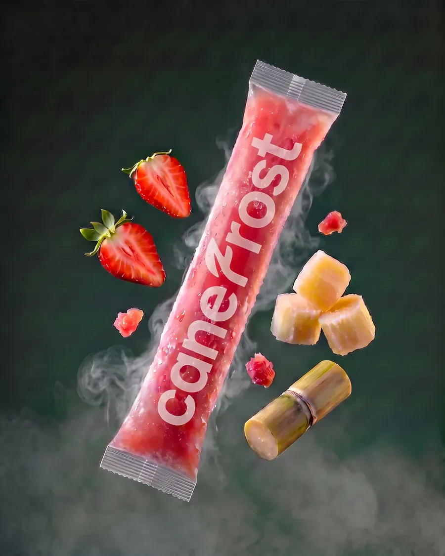 Strawberry, a Canefrost Cane Pops drink